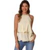image:imageAllegra K Summer Halter Tank Tops for Womens Casual Elegant Satin Pleated Flowy Blouses ShirtsApricot