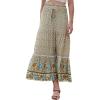 image:imageAllegra K Summer Maxi Skirts for Women 2026 Bohemian Floral Print Elastic High Waist A Line Beach SkirtBeige