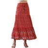image:imageAllegra K Summer Maxi Skirts for Women 2026 Bohemian Floral Print Elastic High Waist A Line Beach SkirtRed