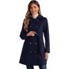 image:imageAllegra K Winter Trench Coat for Women Overcoat Belted Outwear Double Breasted Mid Long Pea CoatDark Blue