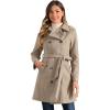 image:imageAllegra K Winter Trench Coat for Women Overcoat Belted Outwear Double Breasted Mid Long Pea CoatLight Brown