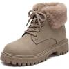 image:imageAllegra K Womens Laceup Ankle Boots Warm Block Heel Snow BootsKhaki
