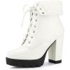 image:imageAllegra K Womens Platform Foldable Chunky Heels Lace Up Ankle BootsWhite