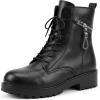 image:imageAllegra K Womens Side Zipper Ankle Boots Laceup Chunky Heels Combat BootsBlack