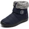 image:imageAllegra K Womens Warm Ankle Boots Hook Loop Flat Snow BootsNavy Blue