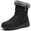 image:imageAllegra K Womens Warm Ankle Boots Side Zipper Flat Snow BootsBlack