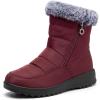 image:imageAllegra K Womens Warm Ankle Boots Side Zipper Flat Snow BootsBurgundy