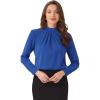 image:imageAllegra K Work Tops for Women Stand Collar Long Sleeve Ruched 2026 Trendy Blouse Business Casual Office ShirtRoyal Blue