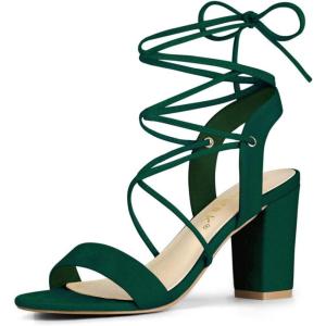 image:imageAllegra K Womens Lace Up Block High Heels Green Sandal  9 m US