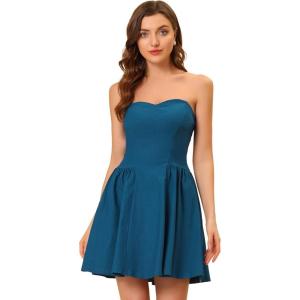 image:imageAllegra K Womens Sexy Tube Strapless Dress Sweetheart Neckline Off Shoulder 2026 Cocktail Party Mini Short DressesBlue