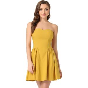 image:imageAllegra K Womens Sexy Tube Strapless Dress Sweetheart Neckline Off Shoulder 2026 Cocktail Party Mini Short DressesMustard