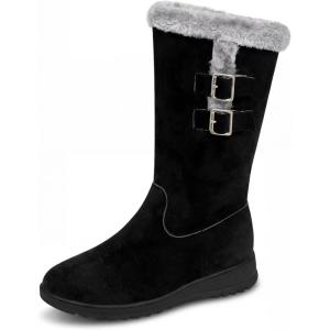image:imageAllegra K Womens Snow Double Buckle Flat Warm MidCalf BootsBlack