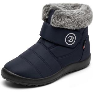 image:imageAllegra K Womens Warm Ankle Boots Hook Loop Flat Snow BootsNavy Blue