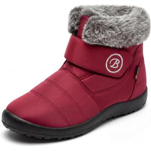 image:imageAllegra K Womens Warm Ankle Boots Hook Loop Flat Snow BootsRed