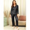 image:imageAllegra K Womens Satin Night Suits Valentines Day Button Down with Pants Silky Lounge Pajama SetsBlack
