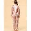 image:imageAllegra K Womens Satin Night Suits Valentines Day Button Down with Pants Silky Lounge Pajama SetsChampagne