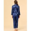 image:imageAllegra K Womens Satin Night Suits Valentines Day Button Down with Pants Silky Lounge Pajama SetsDark Blue