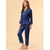 image:imageAllegra K Womens Satin Night Suits Valentines Day Button Down with Pants Silky Lounge Pajama SetsDark Blue