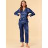 image:imageAllegra K Womens Satin Night Suits Valentines Day Button Down with Pants Silky Lounge Pajama SetsDark Blue