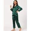 image:imageAllegra K Womens Satin Night Suits Valentines Day Button Down with Pants Silky Lounge Pajama SetsDark Green