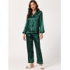 image:imageAllegra K Womens Satin Night Suits Valentines Day Button Down with Pants Silky Lounge Pajama SetsDark Green