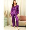 image:imageAllegra K Womens Satin Night Suits Valentines Day Button Down with Pants Silky Lounge Pajama SetsPurple
