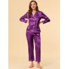 image:imageAllegra K Womens Satin Night Suits Valentines Day Button Down with Pants Silky Lounge Pajama SetsPurple