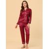 image:imageAllegra K Womens Satin Night Suits Valentines Day Button Down with Pants Silky Lounge Pajama SetsRed