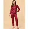 image:imageAllegra K Womens Satin Night Suits Valentines Day Button Down with Pants Silky Lounge Pajama SetsRed