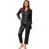 image:imageAllegra K Womens Satin Night Suits Valentines Day Button Down with Pants Silky Lounge Pajama SetsBlack