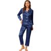 image:imageAllegra K Womens Satin Night Suits Valentines Day Button Down with Pants Silky Lounge Pajama SetsDark Blue