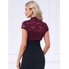 image:imageAllegra K Womens Lace Cardigan Stand Collar Short Elegant Shrug Open Front Cropped Bolero CardiganBurgundy