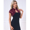image:imageAllegra K Womens Lace Cardigan Stand Collar Short Elegant Shrug Open Front Cropped Bolero CardiganBurgundy