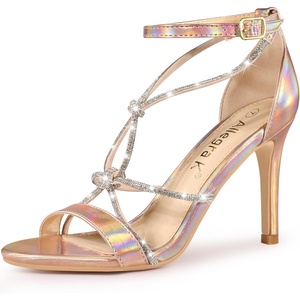 image:imageAllegra K Womens Rhinestone Knot Strap Stiletto Heels Sandals