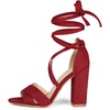 image:imageAllegra K Women Crisscross Front Block Heeled Lace Up Red Sandals  6 M US