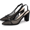 image:imageAllegra K Womens Mesh Heels Pumps Pointed Toe Chunky Heel Comfortable Dress ShoesBlack