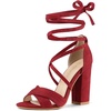 image:imageAllegra K Women Crisscross Front Block Heeled Lace Up Red Sandals  6 M US
