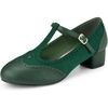 image:imageAllegra K Womens TStrap Mary Jane Ankle Strap Block Heels PumpsDark Green