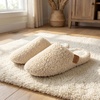 image:imageAllegra K Womens Fuzzy Slipon House Shoes Unisex Warm Soft Comfy SlippersBeige