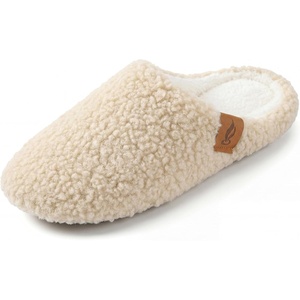 image:imageAllegra K Womens Fuzzy Slipon House Shoes Unisex Warm Soft Comfy SlippersBeige
