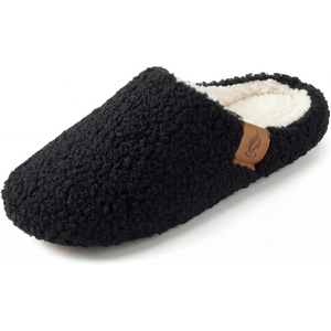 image:imageAllegra K Womens Fuzzy Slipon House Shoes Unisex Warm Soft Comfy SlippersBlack