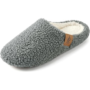image:imageAllegra K Womens Fuzzy Slipon House Shoes Unisex Warm Soft Comfy SlippersGrey