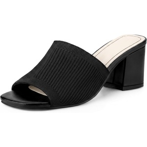 image:imageAllegra K Womens Square Toe Slip on Chunky Heel Slides SandalsBlack2