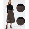image:imageAllegra K Corduroy Midi Skirt for Womens Elastic High Waist Pockets Casual A Line SkirtDeep Coffee