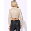 image:imageAllegra K Cropped Leather Jacket for Womens Concert PU Motorcycle JacketApricot