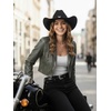 image:imageAllegra K Cropped Leather Jacket for Womens Concert PU Motorcycle JacketArmy Green