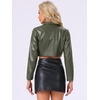 image:imageAllegra K Cropped Leather Jacket for Womens Concert PU Motorcycle JacketArmy Green