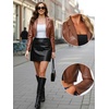 image:imageAllegra K Cropped Leather Jacket for Womens Concert PU Motorcycle JacketBrown