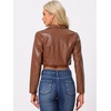image:imageAllegra K Cropped Leather Jacket for Womens Concert PU Motorcycle JacketBrown