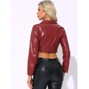image:imageAllegra K Cropped Leather Jacket for Womens Concert PU Motorcycle JacketBurgundy